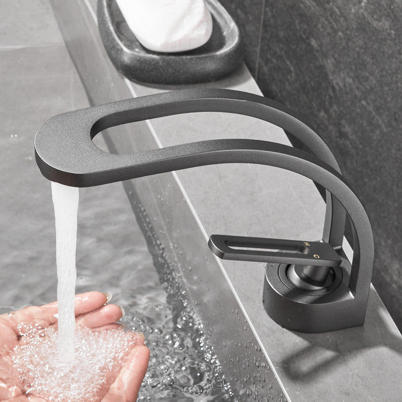 dark gray slim single handle modern design bathroom faucet