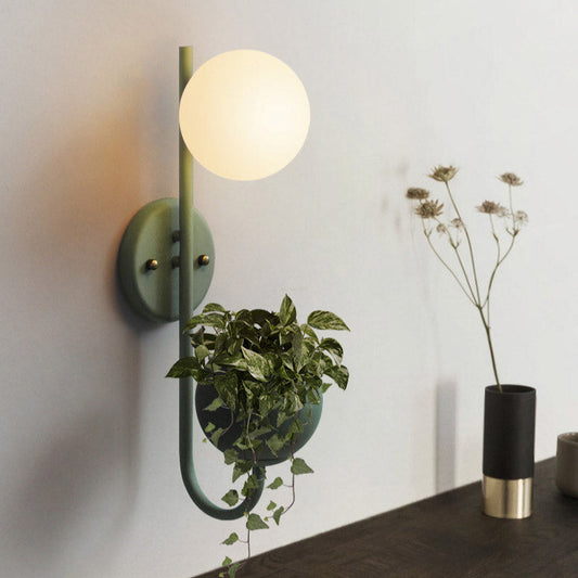 matte green modern chic pot planter wall sconce