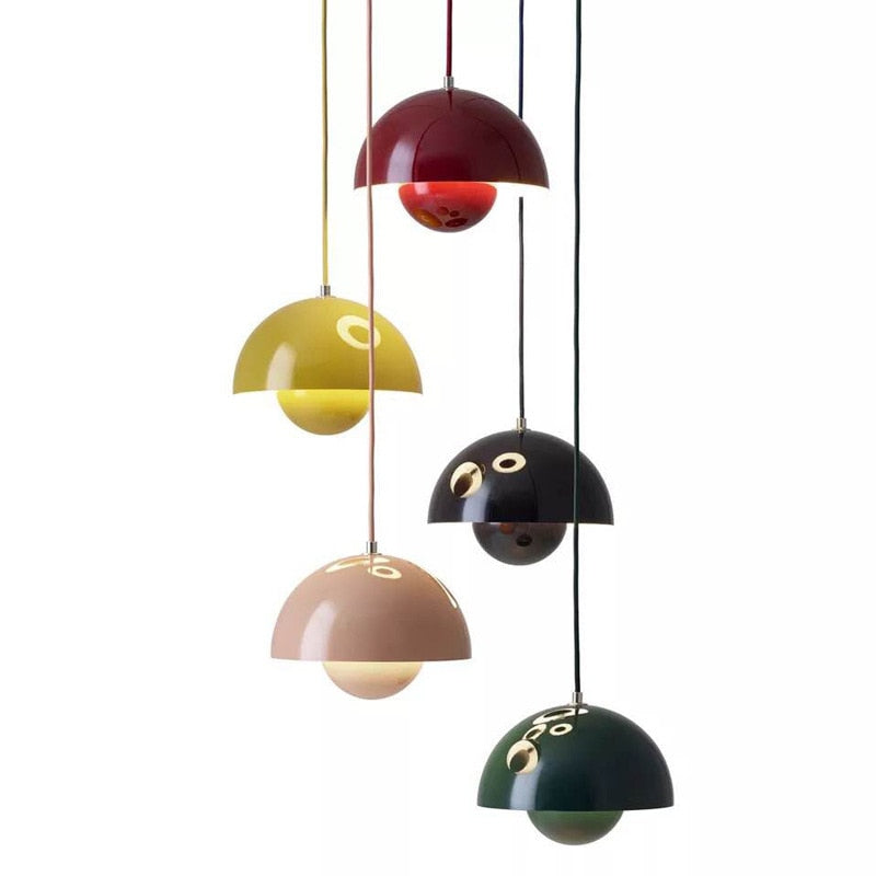 colorful retro flower bud pendant lights