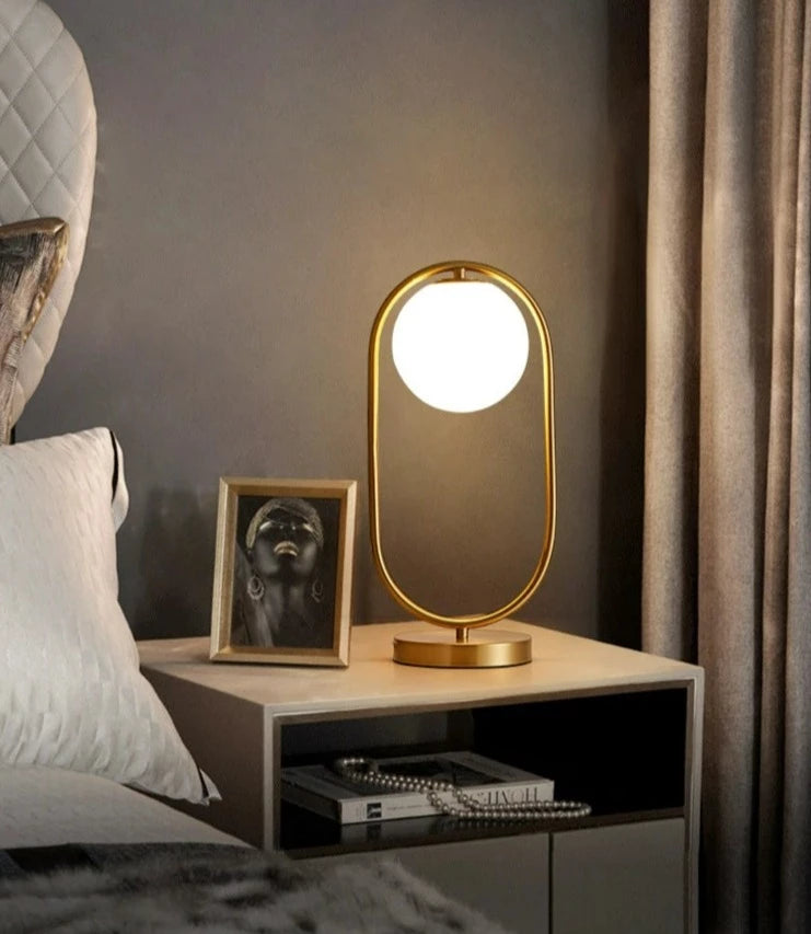 bedside modern glass globe table lamp