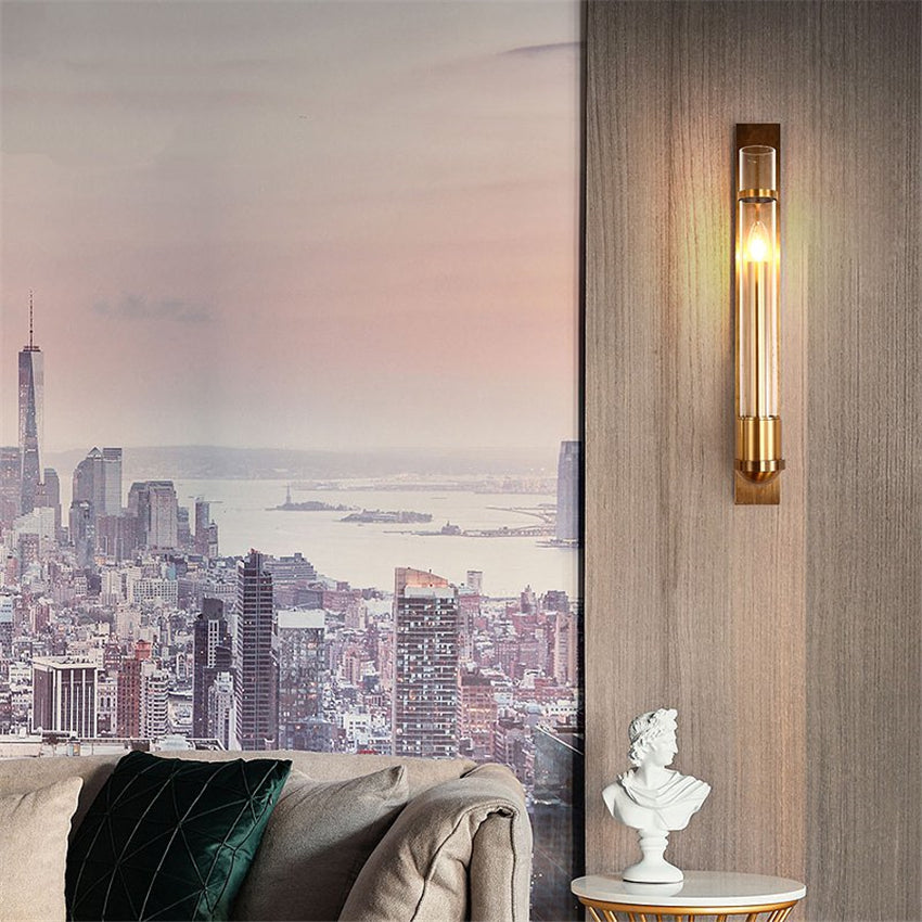 Modern brass slim wall light