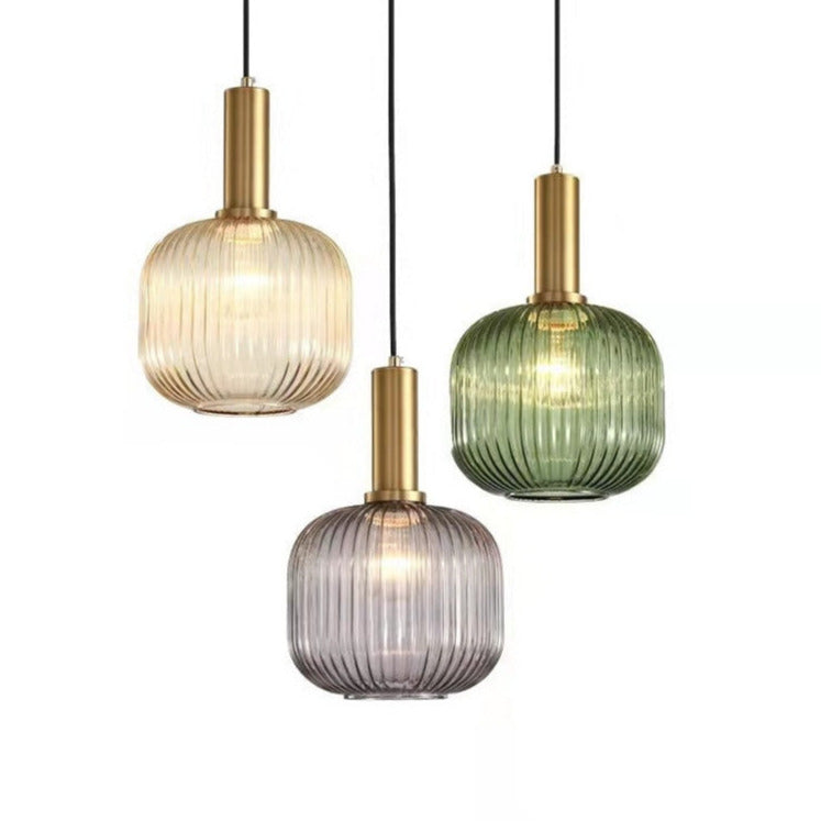 brass and glass retro pendant lights