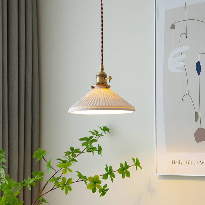 White ceramic pendant deals light