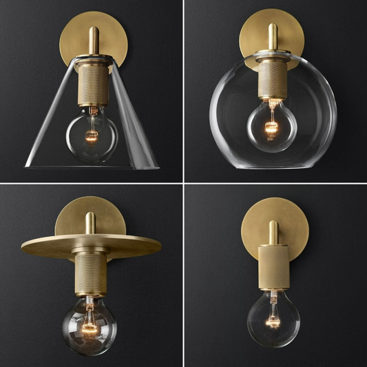 designer copper and glass wall sconces