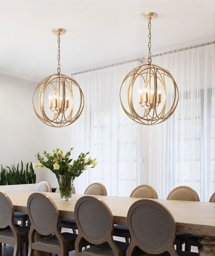 Modern cage pendant light for dining room