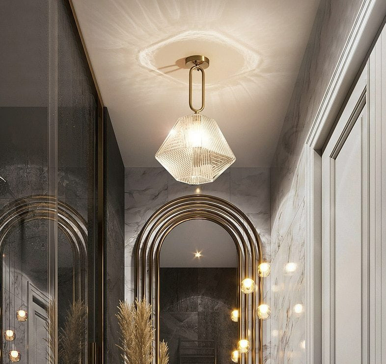 Modern Glass Crystal Ceiling Light for modern bathrooms