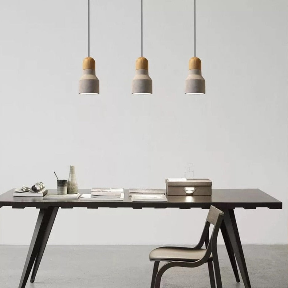 Modern Wood and Cement Pendant Lights