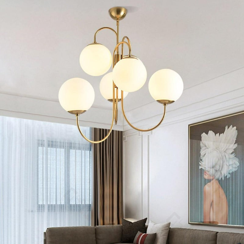 Frosted Glass Multi-Bulb Chandelier for Living Room