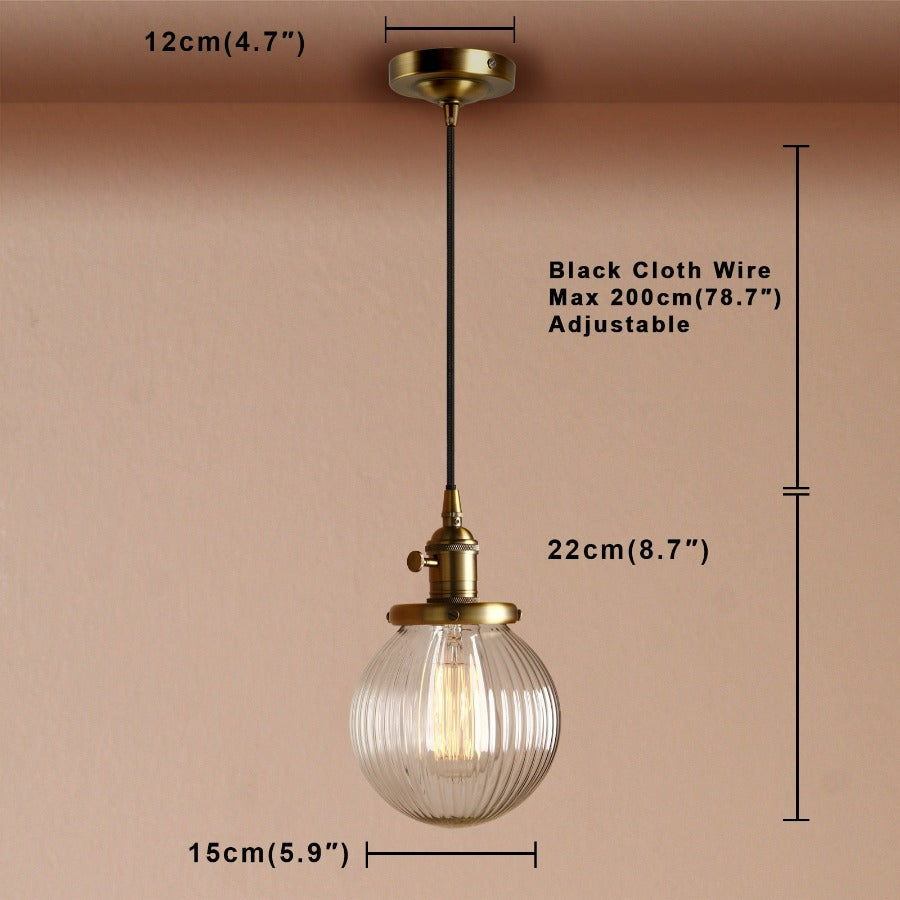 Vintage Textured Glass Globe Pendant Lights Dimensions