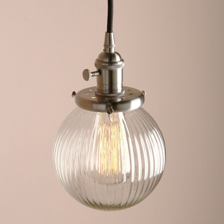 Modern Glass Globe Pendant Light with Brushed Nickel Finish