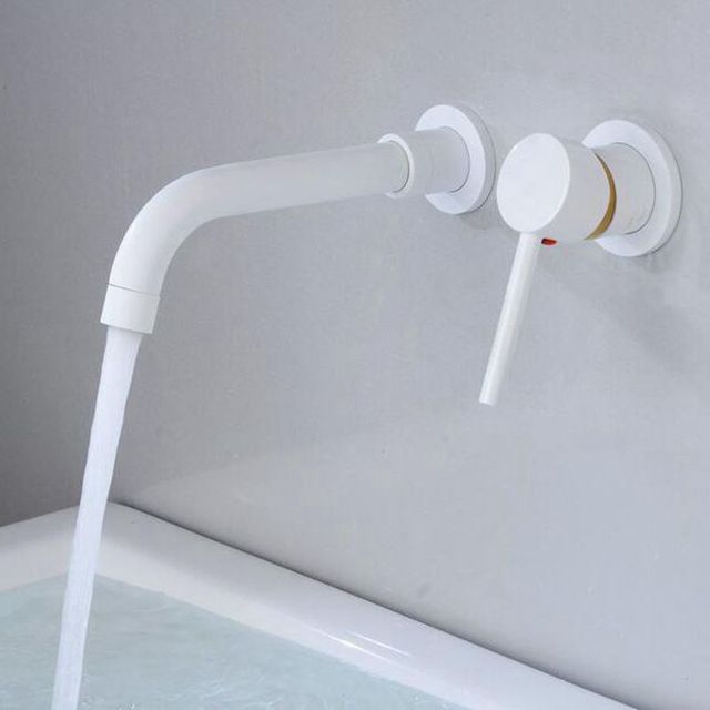 White Wall Mounted Bathroom Faucet