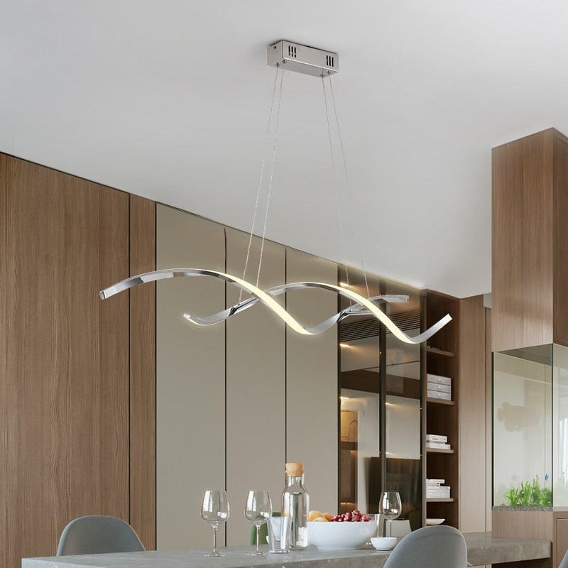 Modern Chrome Spiral Pendant Light