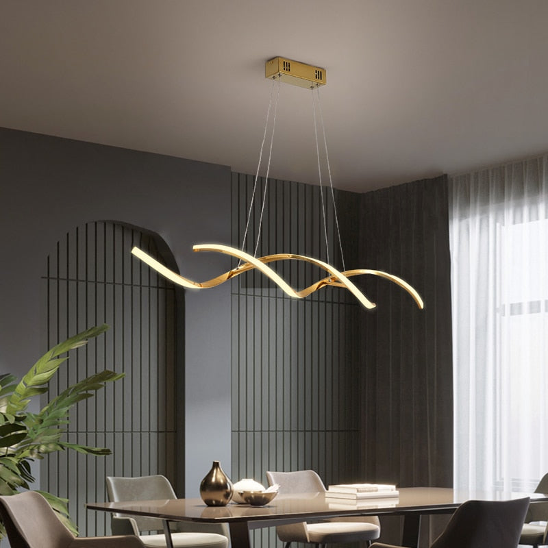 Modern Spiral Polished Gold Chandelier