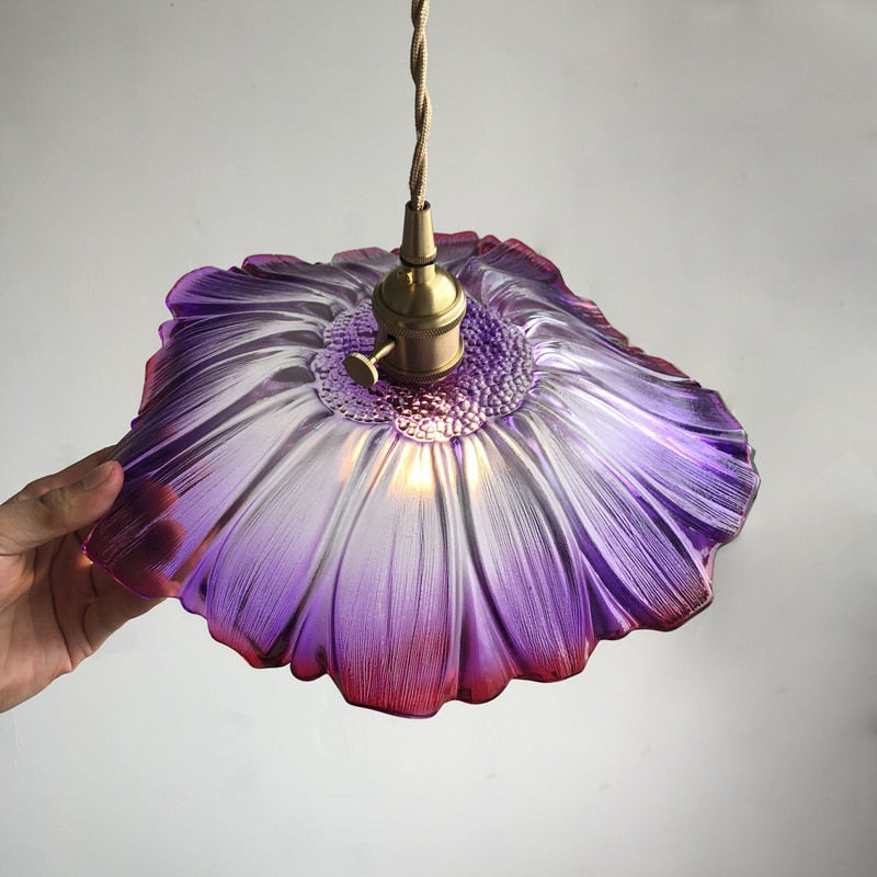 Detailed violet glass pendant light