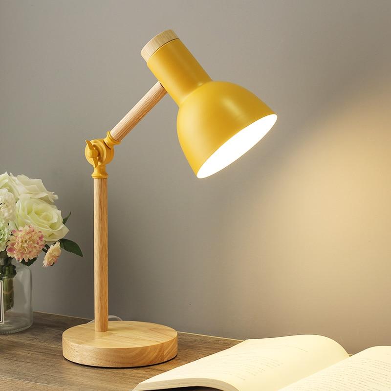 Yellow Nordic Wood Desk Lamp