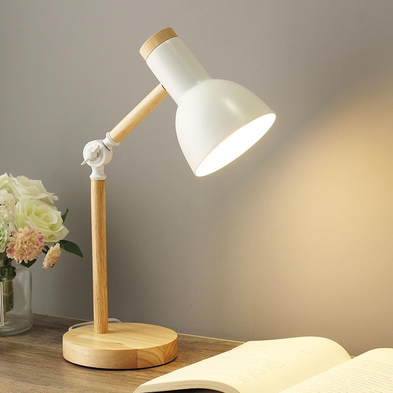 White Nordic Wood Desk Lamp