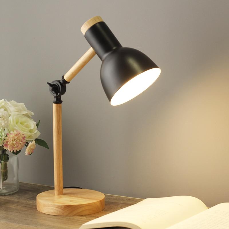 Black Nordic Wood Desk Lamp