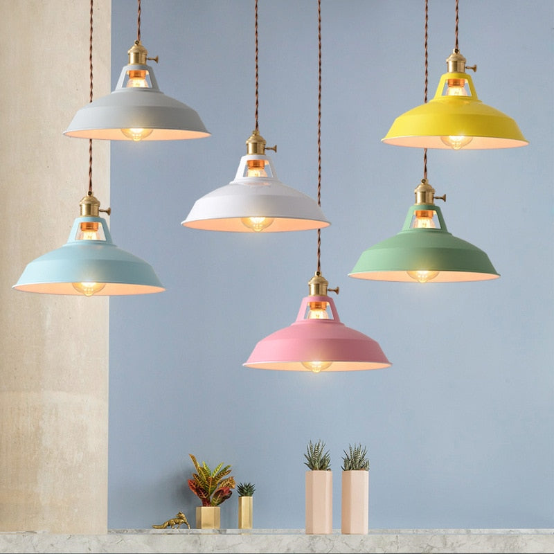 colorful retro pendant lights