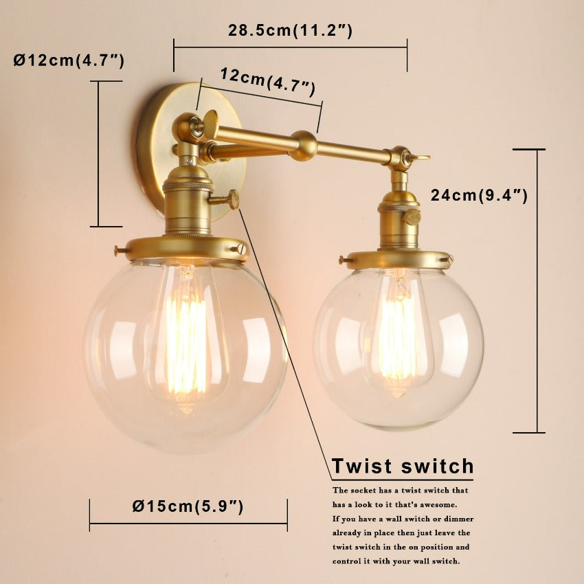 Vintage Two-Bulb Wall Sconce Dimensions