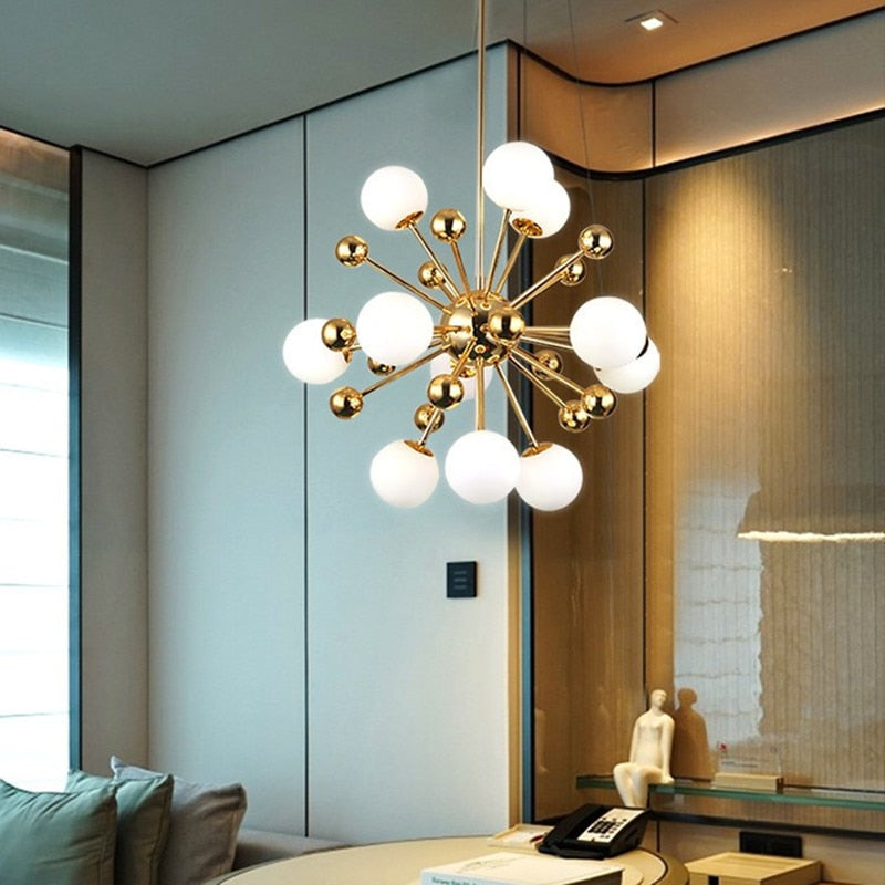 Mulit-bulb frosted glass chandelier