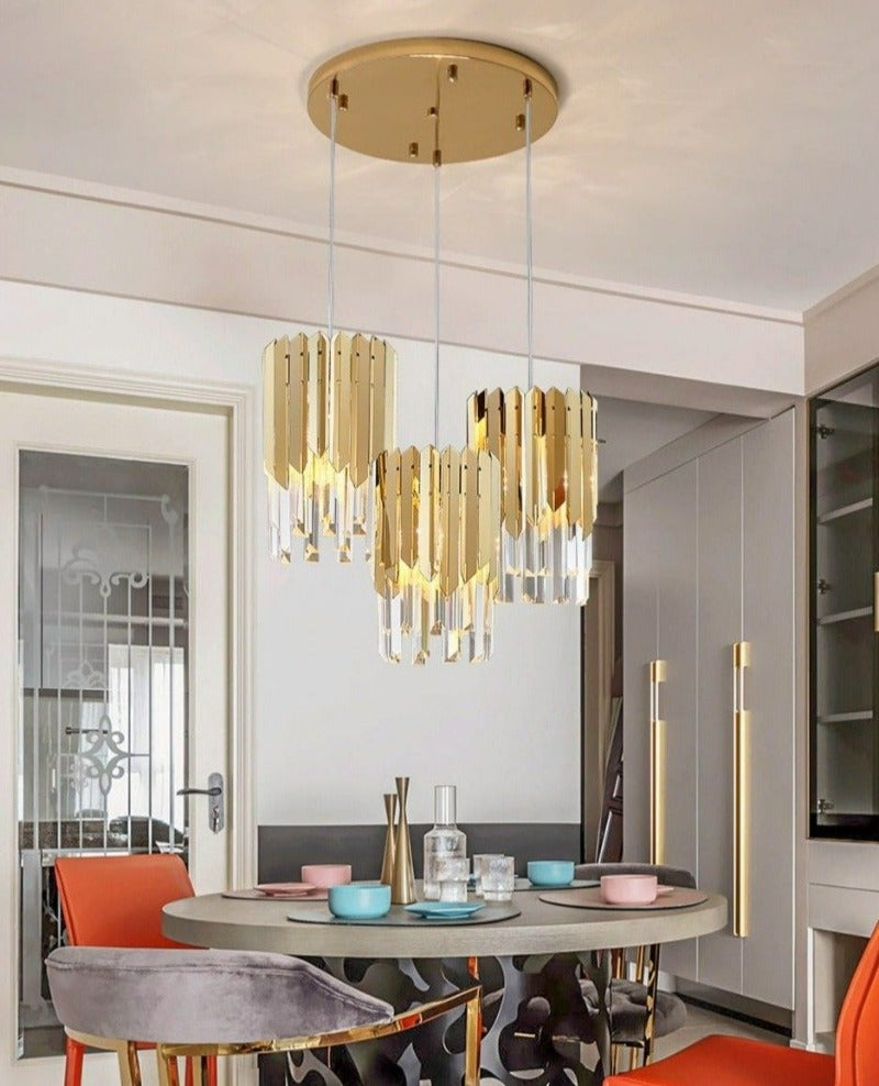 Glass and Stainless Steel Pendant Light Fixture