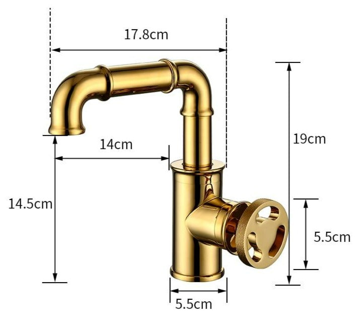 Retro Brass Rotary Handle Bathroom Faucet