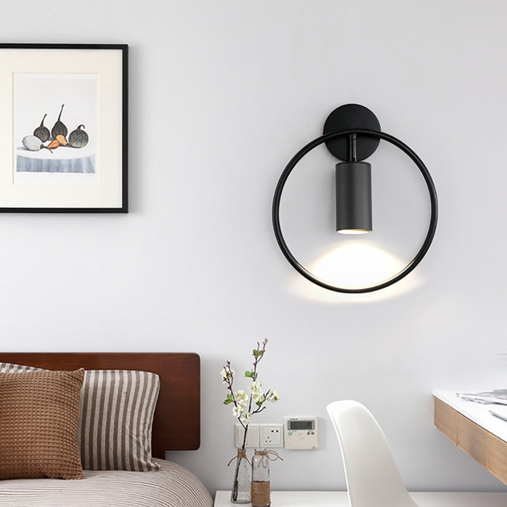 Modern LED Circular Wall Sconce in Black finish