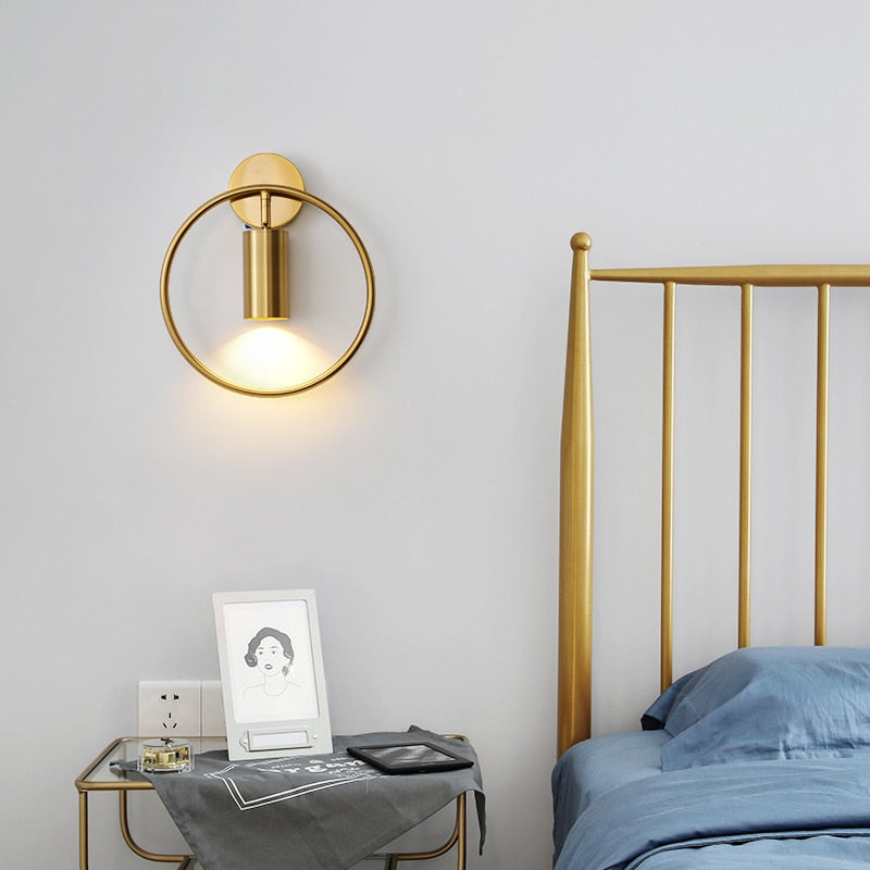 Modern Brass-finish Circular Wall Sconce