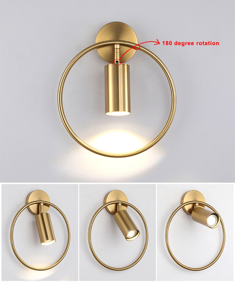 180 Degree swivel spotlight wall sconce in brass finish