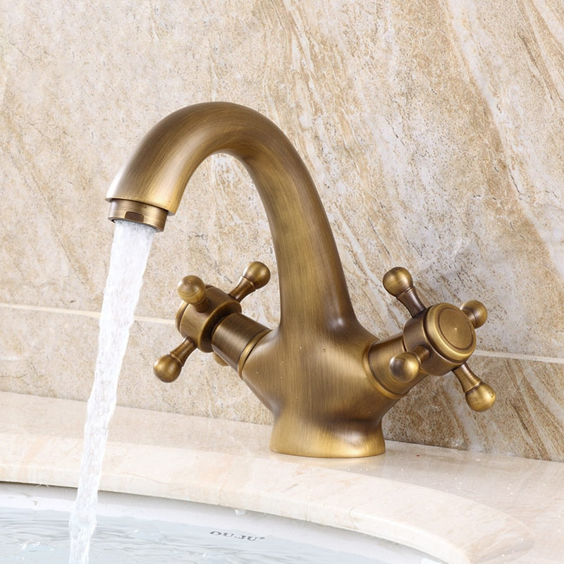 Retro vintage two handle bathroom faucet