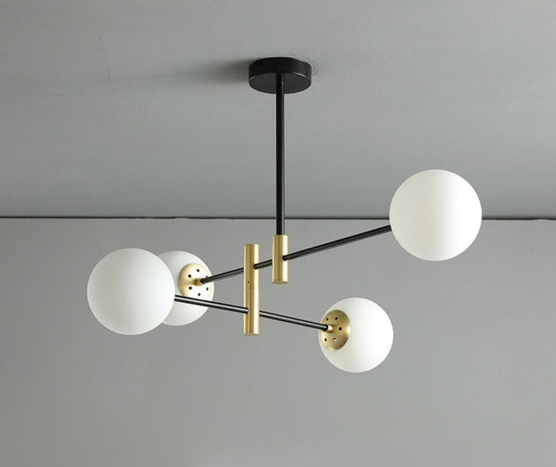 Four Bulb Frosted White Glass Chandelier