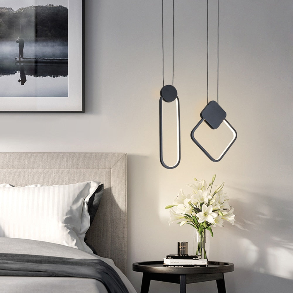 Modern LED pendant ring lights for bedside table