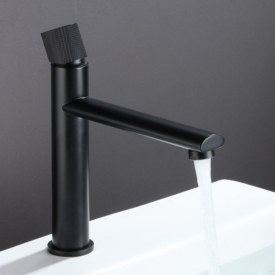 Modern black slim profile bathroom faucet