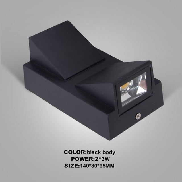 Double angled outdoor LED wall light