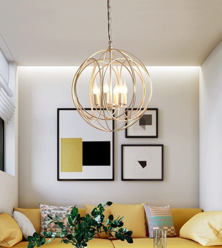 Living room modern cage hanging lamp