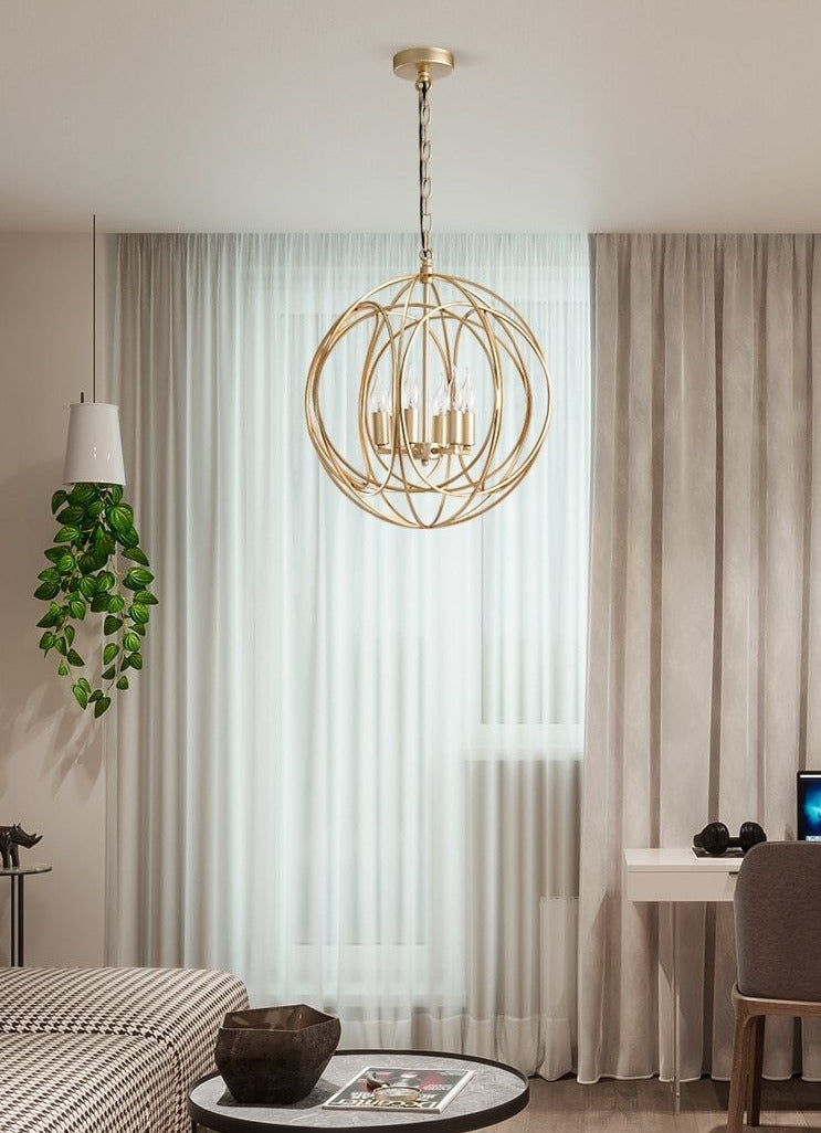 Modern cage pendant light fixture for master bedroom