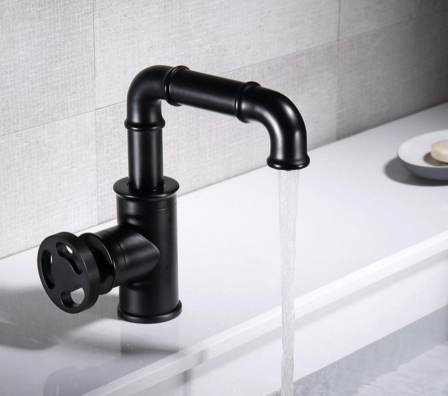 Matte black vintage Retro Brass Bathroom Faucet