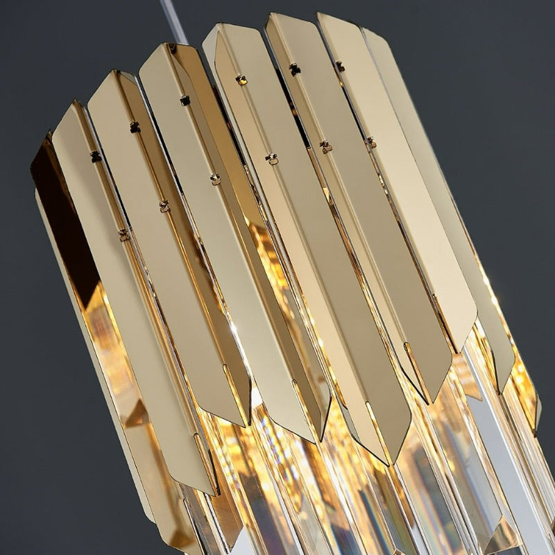 Polished gold stainless steel chandelier