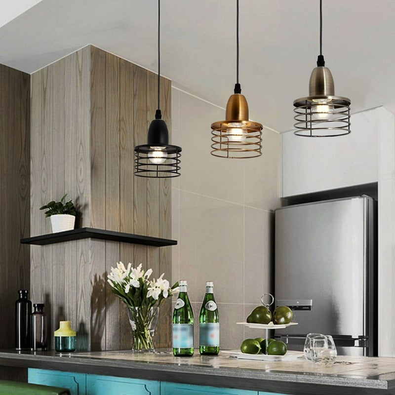 Industrial Chic Kitchen Island Pendant Lighting finished in Black, Brass or Brushed Nickel