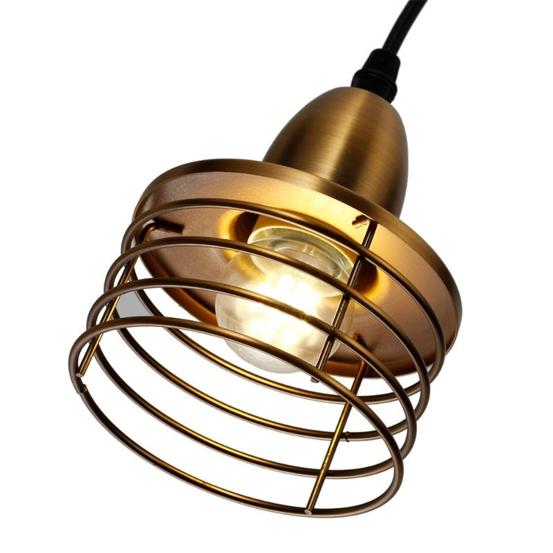 Close Up of Brass Finished Industrial Hanging Pendant Lighting Perfect for Kitchen Islands
