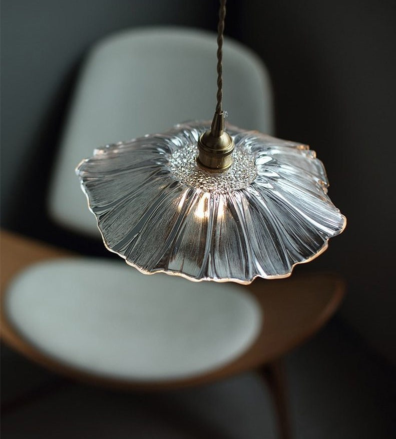 Clear glass floral pendant light