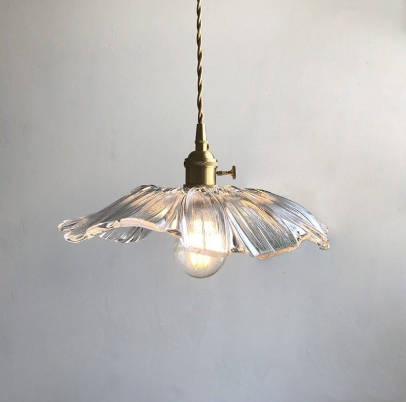 Floral clear glass lampshade pendant light