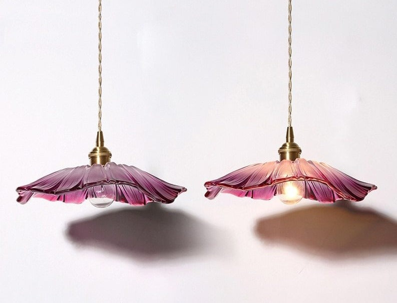 Purple floral pendant light