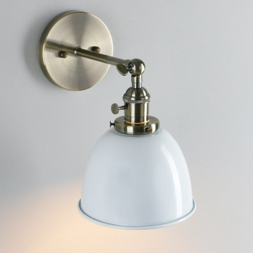 Classic Brass Farmhouse Wall Lamp in White