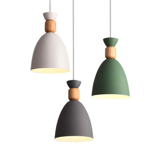 Opal wood accent pendant lights