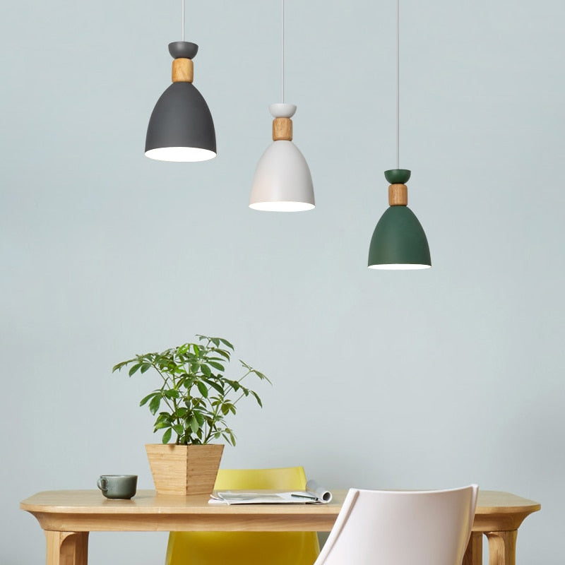 Nordic Pendant Classic Cafe Lighting in Grey, White, Green Shades