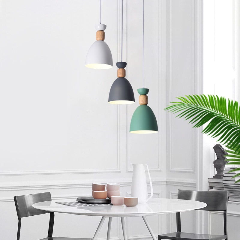 Pendant Lights in White, Gray and Teal Green Matte Finish