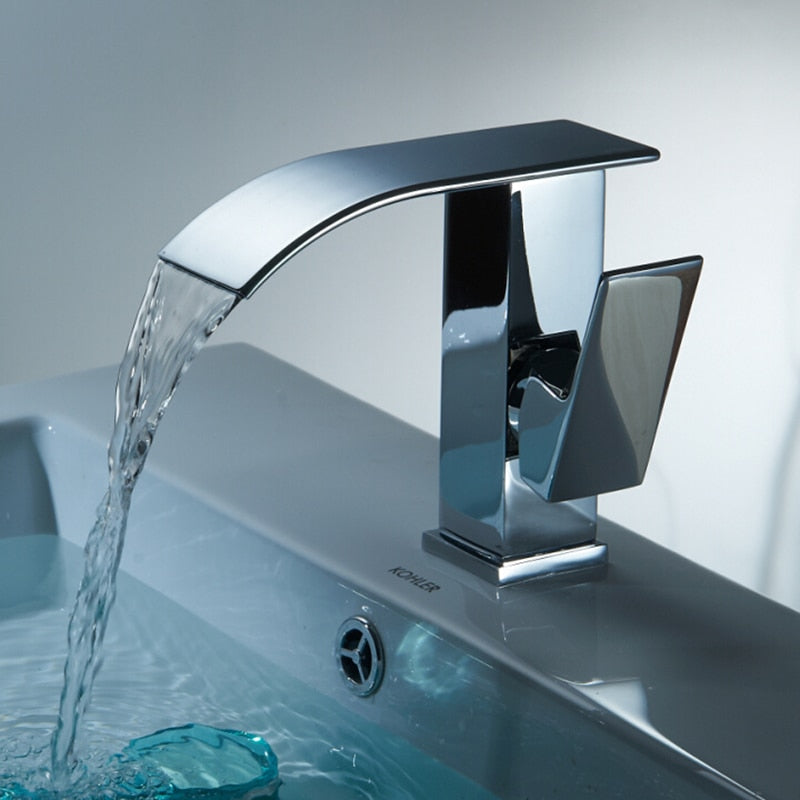 Chrome Slim Spout Waterfall Faucet