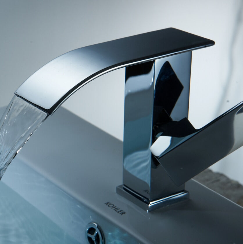 Chrome Slim Spout Waterfall Faucet