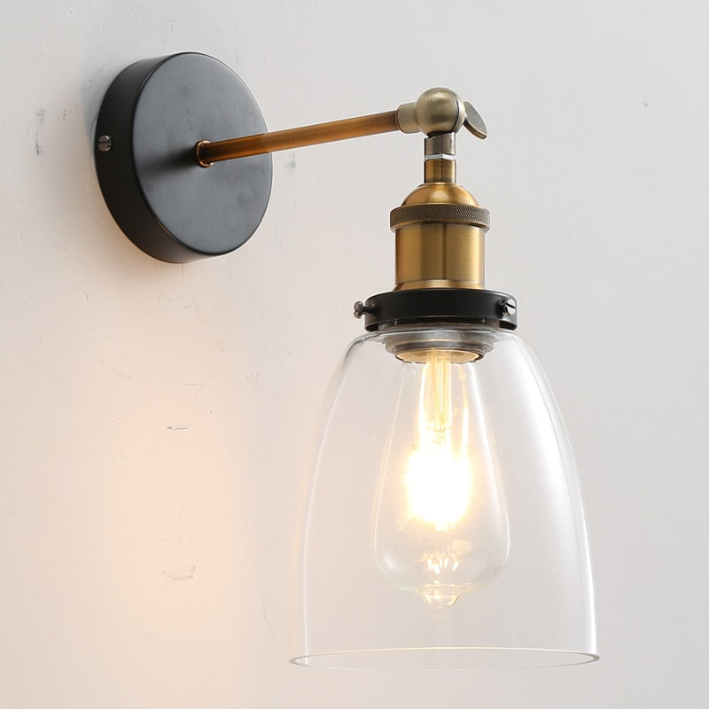 brass and glass vintage farmhouse wall sconce